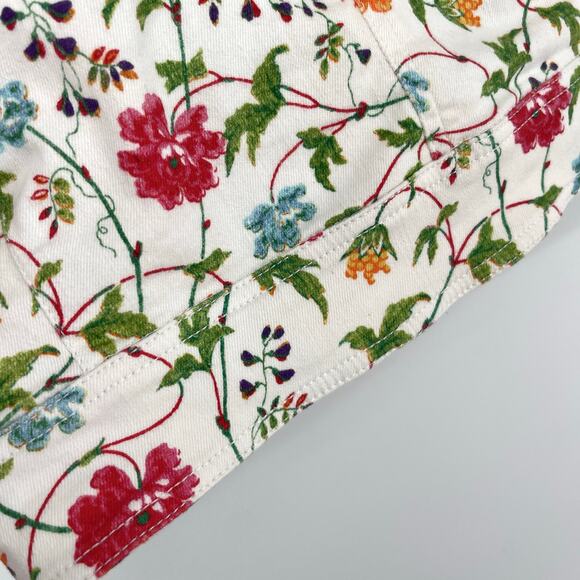 Swedish Hasbeens Floral Denim Cargo Skirt Sz 36 / US M Pockets Multi Stretchy - Picture 3 of 12